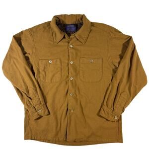Vintage 1960s Pendleton Men’s Medium Wool Shirt Camel Brown USA Retro Board Loop